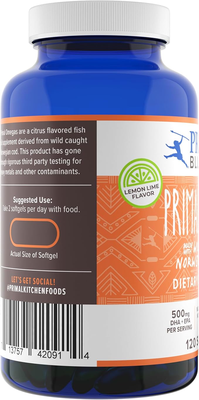 Primal Blueprint Primal Omegas Omega-3 Fatty Acid Daily Supplement 120 Count