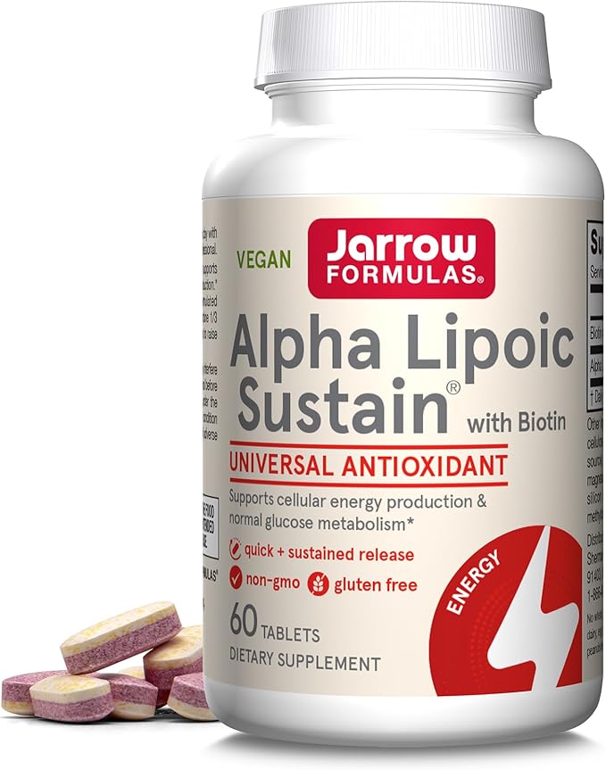 Jarrow Formulas Alpha Lipoic Sustain with Biotin 300 mg Alpha Lipoic Acid Universal Antioxidant Dietary Supplement 60 Vegan Tablets Up to a 60 Day Supply