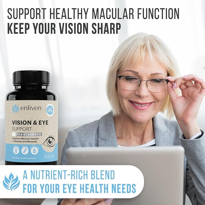 Lutein and Zeaxanthin Eye Health Supplement | Vision Support with Antioxidants Zinc Vitamin C &amp E | Helps Reduce Eye Strain Support Macular Health &amp Clarity | 60 Capsules | Made in USA