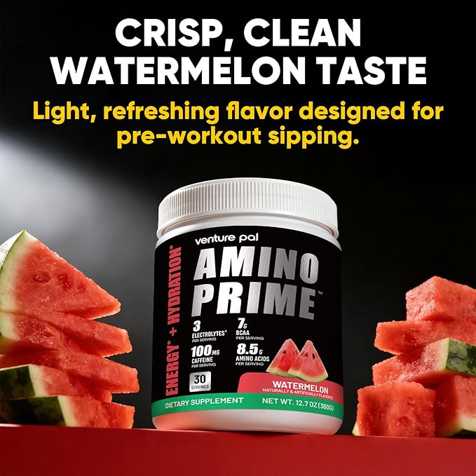 Venture Pal Clean Amino Energy Pre-Workout Powder EAA Formula with BCAA Green Tea &amp Green Coffee Extract Keto Friendly Watermelon 30 Servings