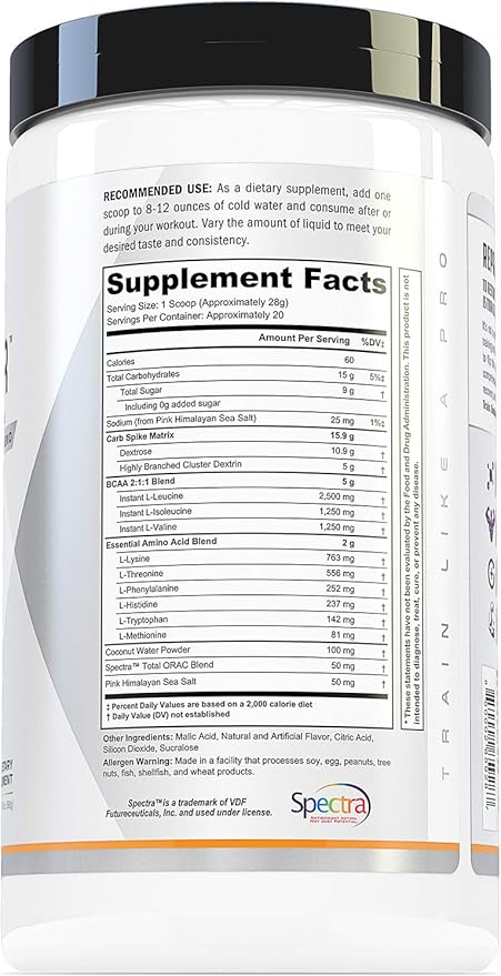 Repair Post Workout Recovery Drink: Fast Absorbing Carbohydrates (Waxy Maize + Cluster Dextrin) and BCAA/EAA for Advanced Muscle Recovery Peach Mango 20 Servings