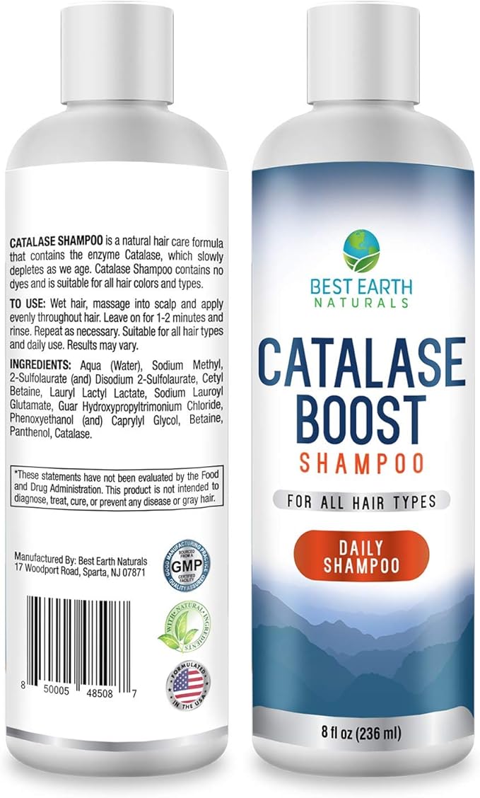 Best Earth Naturals Catalase Formula Starter Set with 60 Capsules of Catalase 10000 Shampoo 8 Ounces and Conditioner 8 Ounces