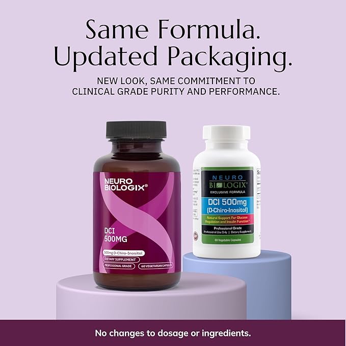 Neurobiologix D-Chiro Inositol 500 MG High-Potency Inositol Supplement Energy &amp Hormone Balance for Women &amp Men Supports Metabolic Function Dairy &amp Gluten Free Non GMO 60 Vegetable C