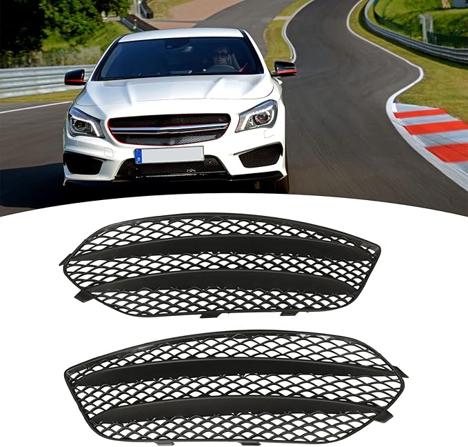 Front Bumper Fog Lamp Grille Black Replacement for CLA‑Class C117 AMG Line CLA45 2013 2014 2015