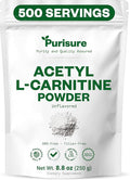 Purisure Acetyl L-Carnitine Powder ALCAR Powder Amino Acid Supplement Acetyl L-Carnitine Supplement for Better Cognitive Performance and Muscular Endurance Gluten Free Non-GMO 250g (8.8 oz)