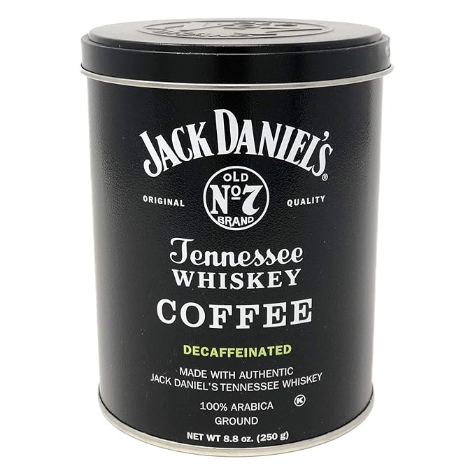 Jack Daniel's Tennessee Whiskey Ground Coffee (Decaf 8.8 oz) - 100% Arabica - Medium Roast - (1 Can)