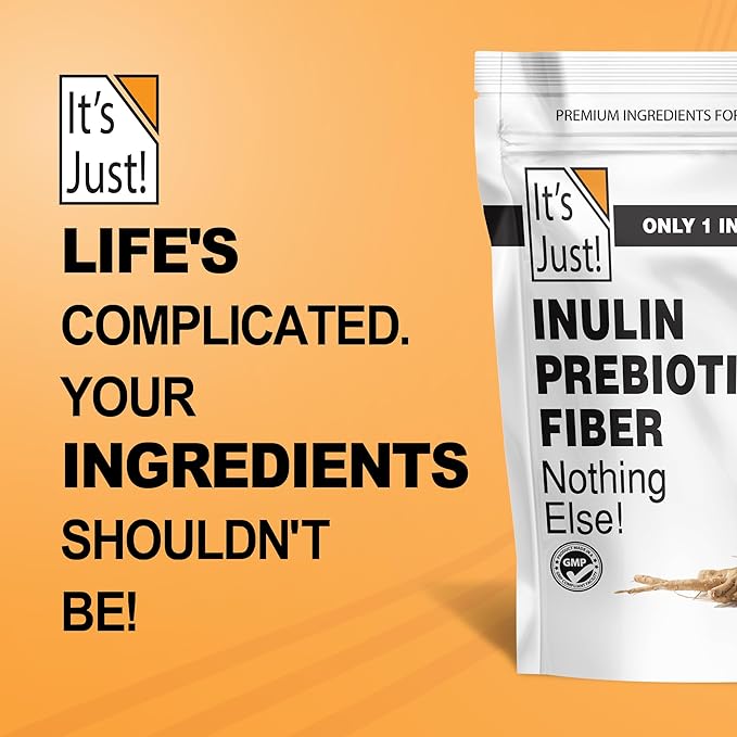 It's Just! - Inulin Prebiotic Fiber Water Soluble Chicory Root Powder Promotes Gut Health Made in USA Product of Belgium Vegan/Keto Friendly