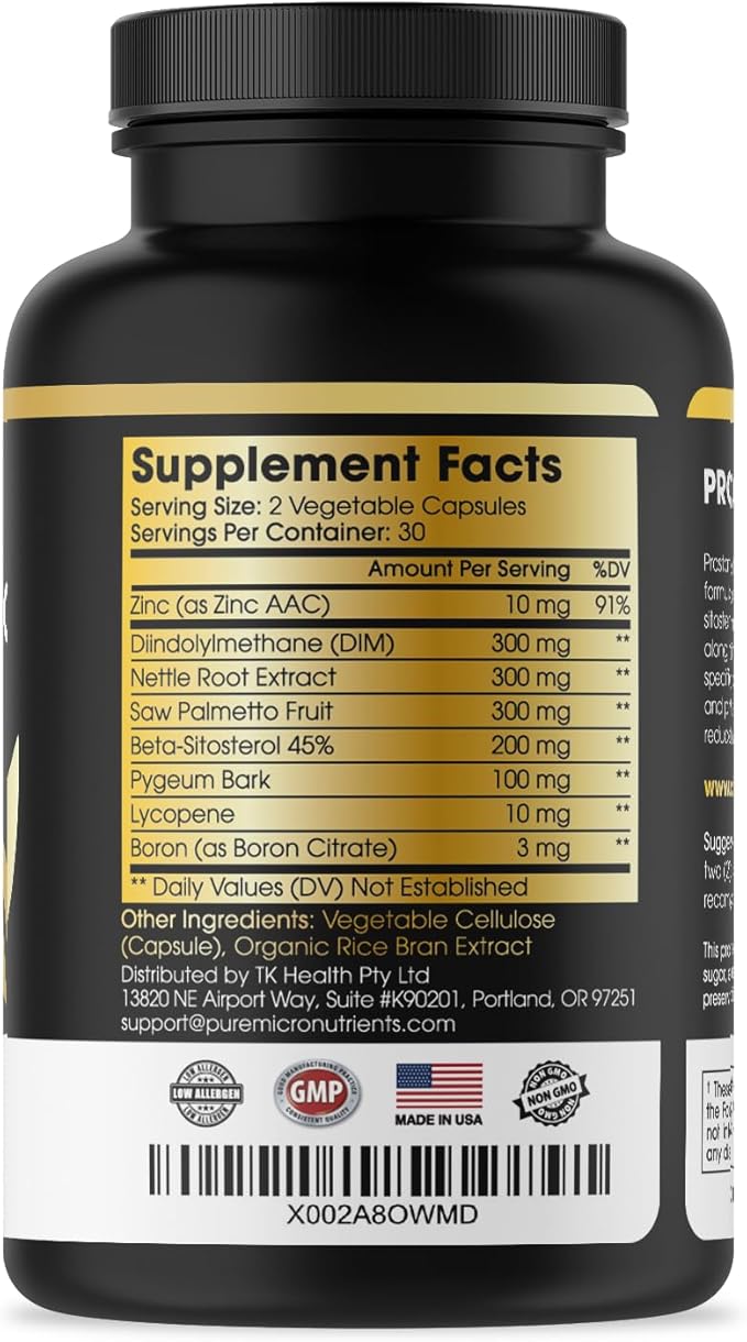 Pure Micronutrients Advanced Prostate Health Supplement - Saw Palmetto Beta-Sitosterol Stinging Nettle Root &amp Lycopene - Bladder Control &amp Urinary Support Supplements for Men