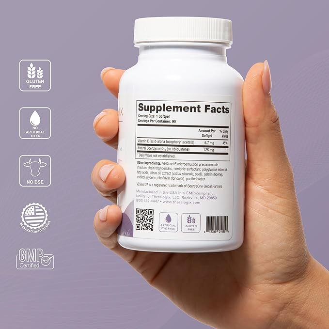 Theralogix NeoQ10 Coenzyme Q10 Supplement - Heart Health &amp Fertility Support - CoQ10 Fertility Supplement for Men &amp Women* - NSF Certified - 90 Softgels (90-Day Supply)