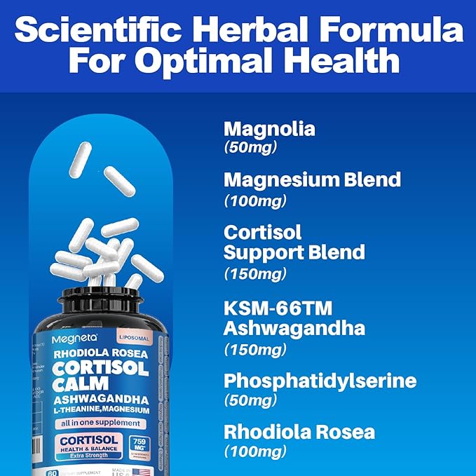 16-in-1 Cortisol Balance &amp Sleep Support for Women &amp Men – Natural Calm Formula with Magnesium Ashwagandha &amp L-Theanine – Supports Restful Sleep Relaxation Focus &amp Healthy Cortisol