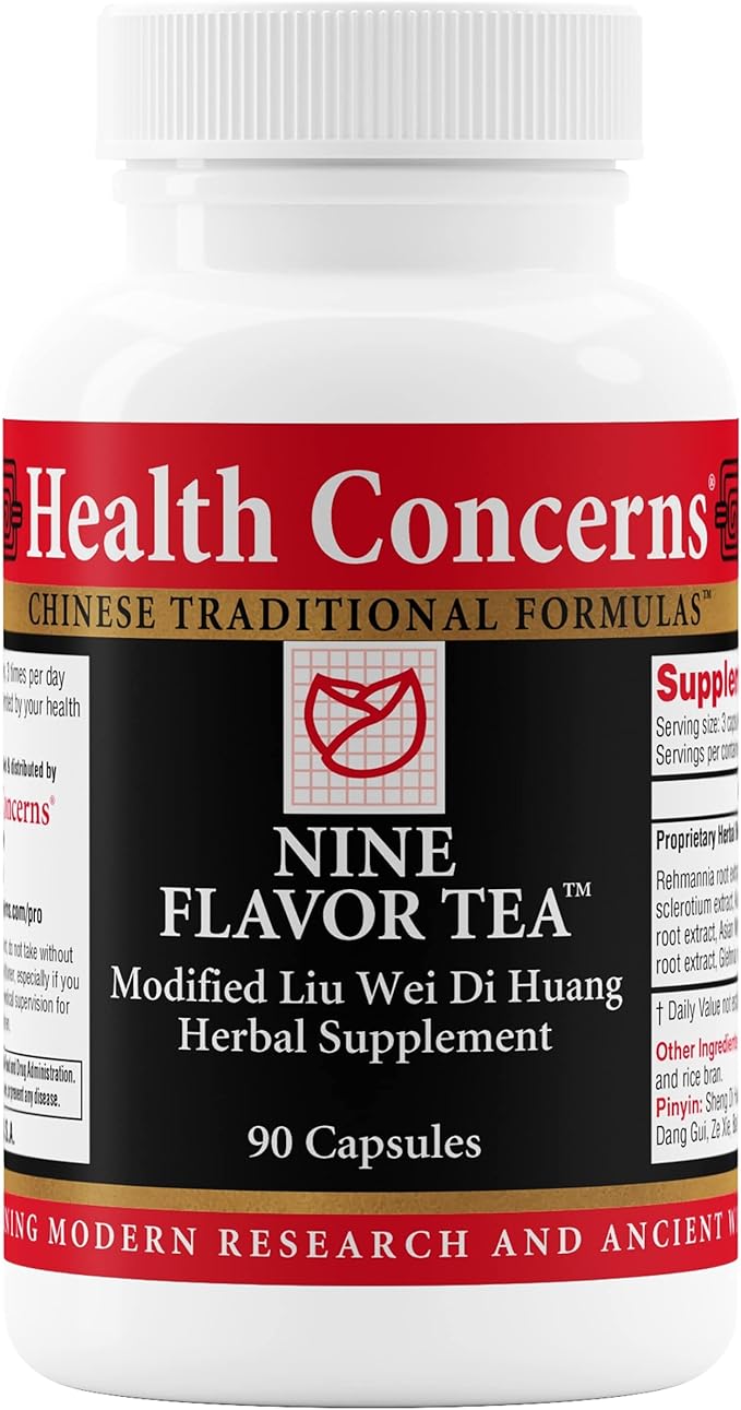 Health Concerns Nine Flavor Tea – Immune Support Kidney Support &amp Lymphatic Health – Chinese Herbal Supplement for Oral Health Night Sweats Blurred Vision – 90 Capsules