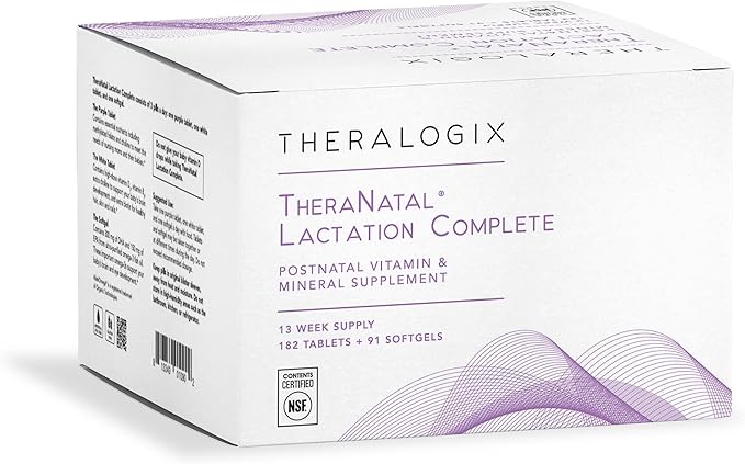 Theralogix TheraNatal Lactation Complete Postnatal Vitamin Supplement - 13-Week Supply - Breastfeeding Supplement for Women - NSF Certified - 182 Tablets &amp 91 Softgels