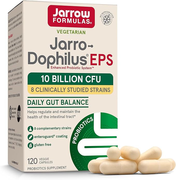 Jarrow Formulas Probiotics Bundle with Fem-Dophilus 1 Billion CFU and Jarro-Dophilus EPS 10 Billion CFU 180 Veggie Capsules