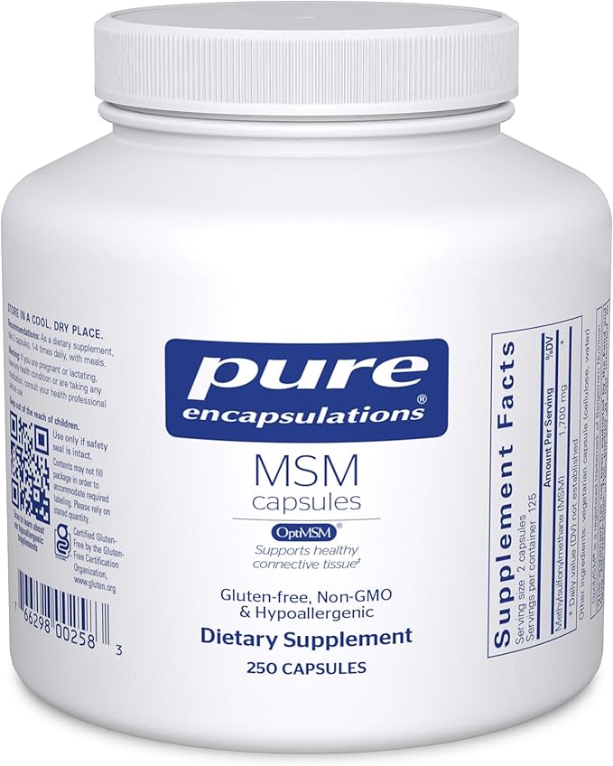 Pure Encapsulations MSM Capsules | Sulfur Supplement to Support Joints Immune System Connective Tissue and Respiratory Health* | 250 Capsules