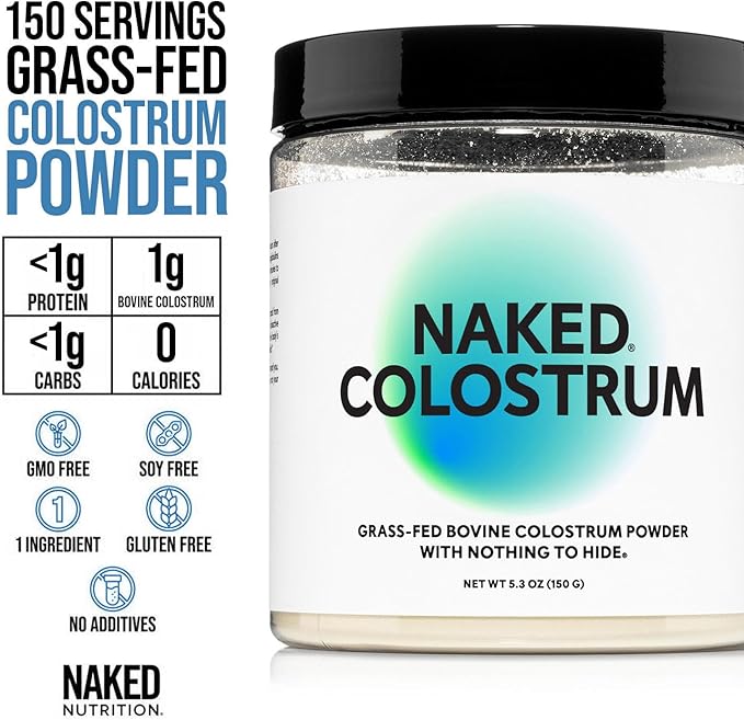 NAKED Colostrum &amp Super Greens Bundle – Grass-Fed Bovine Colostrum + Organic Greens with Prebiotics &amp Probiotics - Gut Skin Recovery &amp Immune Support