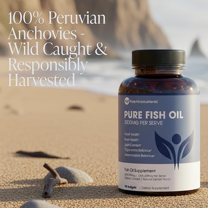 Pure Micronutrients - Omega 3 Fish Oil Supplement EPA/DHA Fatty Acids Burpless Fish Oil Supplements with Lemon - Heart Eye Brain &amp Immune Support - 90 Softgels
