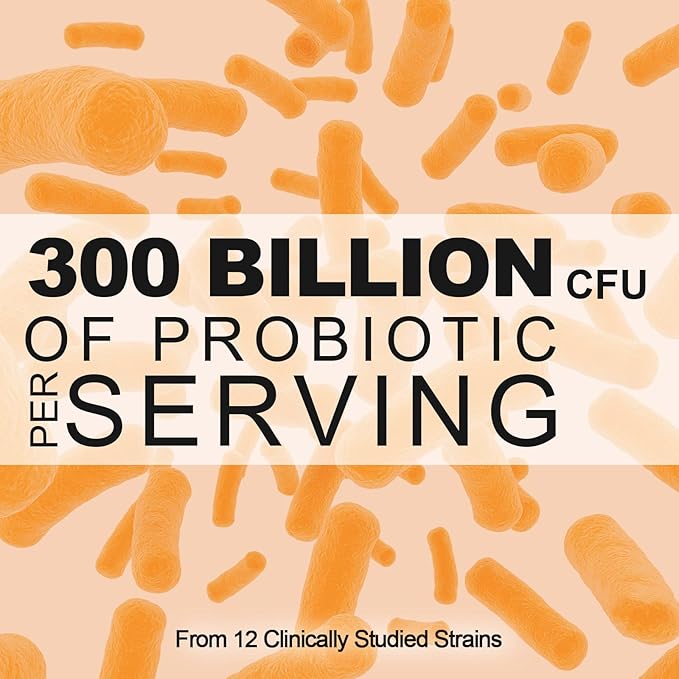 Lifeatlas 300 Billion CFU Probiotics - Probiotics for Women and Men 12 Probiotic Strains Plus Prebiotic for Immune &amp Digestive Gut Health Gas Bloating Shelf Stable - 60 Caps