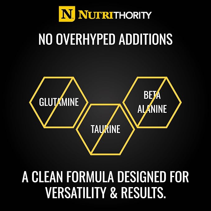 Nutrithority - BCAA Powder Post Workout Recovery Powder with BCAAs Amino Acids L-Isoleucine L-Leucine and L-Valine Improve Muscle Recovery and Hydration Sugar Free (Raspberry Rage) (30 Servings)