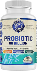Probiotic 60 Billion CFU/g | Immune Digestive &amp Gut Health Support | Supports Constipation Gas &amp Bloating | All Natural Dairy Free Soy Free | 60 Capsules | Made in The USA.