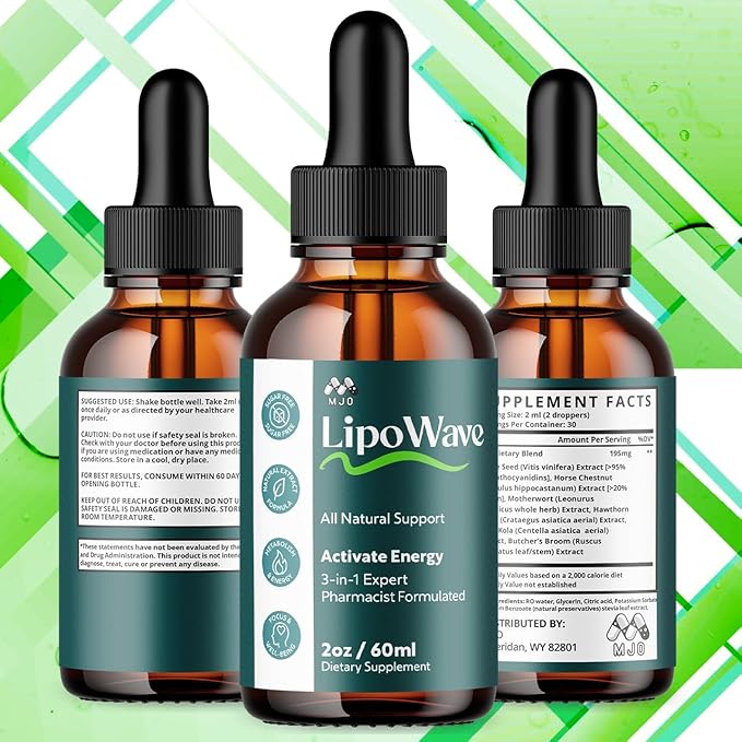 Lipowave Drops Official LipoWave Drops with All Natural Ingredients Advanced Overall Health and Wellness Vitamin Supplement Premium Formula for Maximum Strength Multivitamin Support (30 Servings)