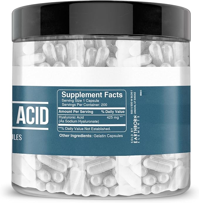 Earthborn Elements Hyaluronic Acid 200 Capsules Pure &amp Undiluted No Additives