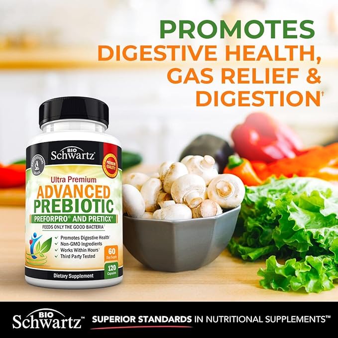 Advanced Prebiotic Gut Health Supplement (2 Month Supply) Plus 40 Billion CFU Daily Probiotic Supplement (2 Month Supply)