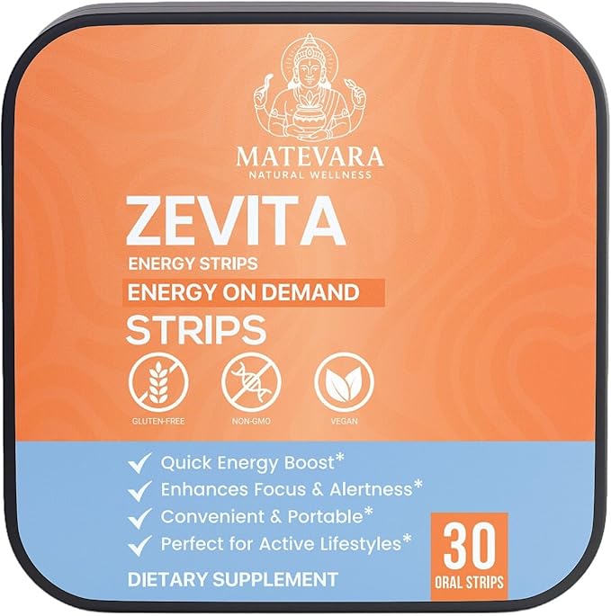 Zevita Energy Strips | Quick-Dissolve Oral Strips for| 30 Strips