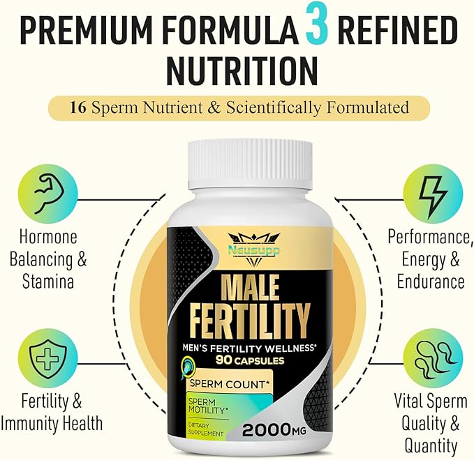 Fertility Supplements for Men Male Prenatal Vitamins -Optimal Sperm Count Motility and Strength 2000MG Mens Fertility Supplements with Maca Root Zin &amp Folate for Conception - Packs of 4