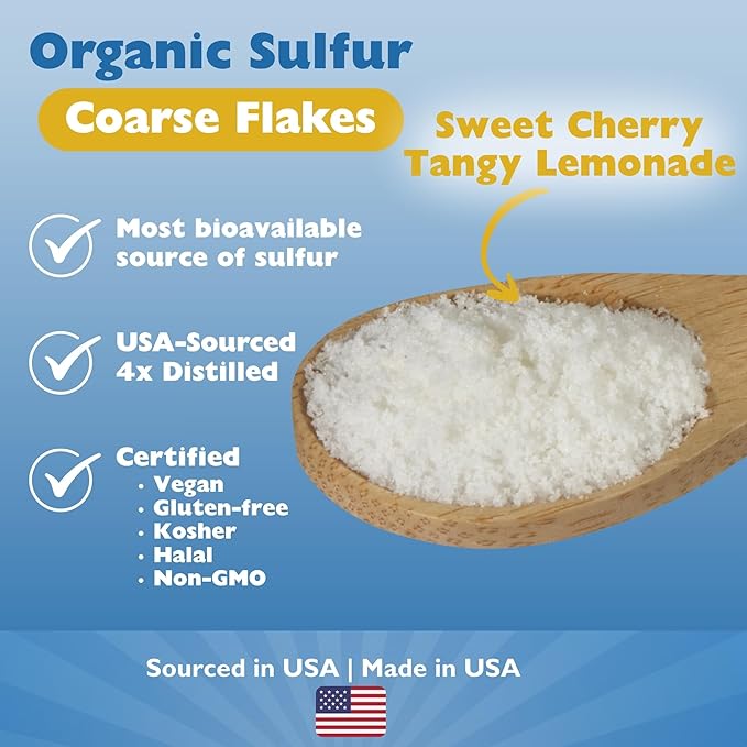 KALA HEALTH MSMPure Cherry Lemonade Flavored Coarse MSM Powder Flakes – US-Made MSM for Joint Health Skin Appearance and Hair &amp Nail Support – 8.8 oz Organic Sulfur