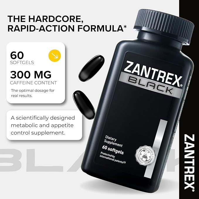 Zantrex Black – Naturally Boost GLP-1 &amp Metabolism Support | Thermogenic Energy Weight Management Formula | 120 Count