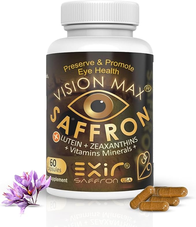 Eye Vitamins Supplement – with Saffron Lutein &amp Zeaxanthin – Nutritional Support for Eye Health 60 Capsules
