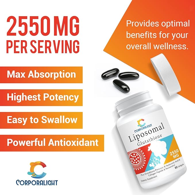 Liposomal Glutathione Softgels Enhanced Absorption - Liposomal Delivery Active Form L-Glutathione Cellular Immune Function &amp Liver Detox Rich in Antioxidant Formula Gluten Free 120 Softgels