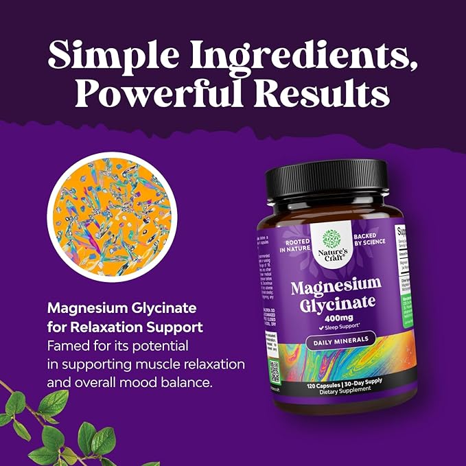 Bundle of Herbal Thyroid Support Complex - Potent Kelp Iodine with L Tyrosine Bladderwrack Selenium Ashwagandha and Pure Magnesium Glycinate Supplement 400mg Per Serving for Mood Sleep and Relaxation