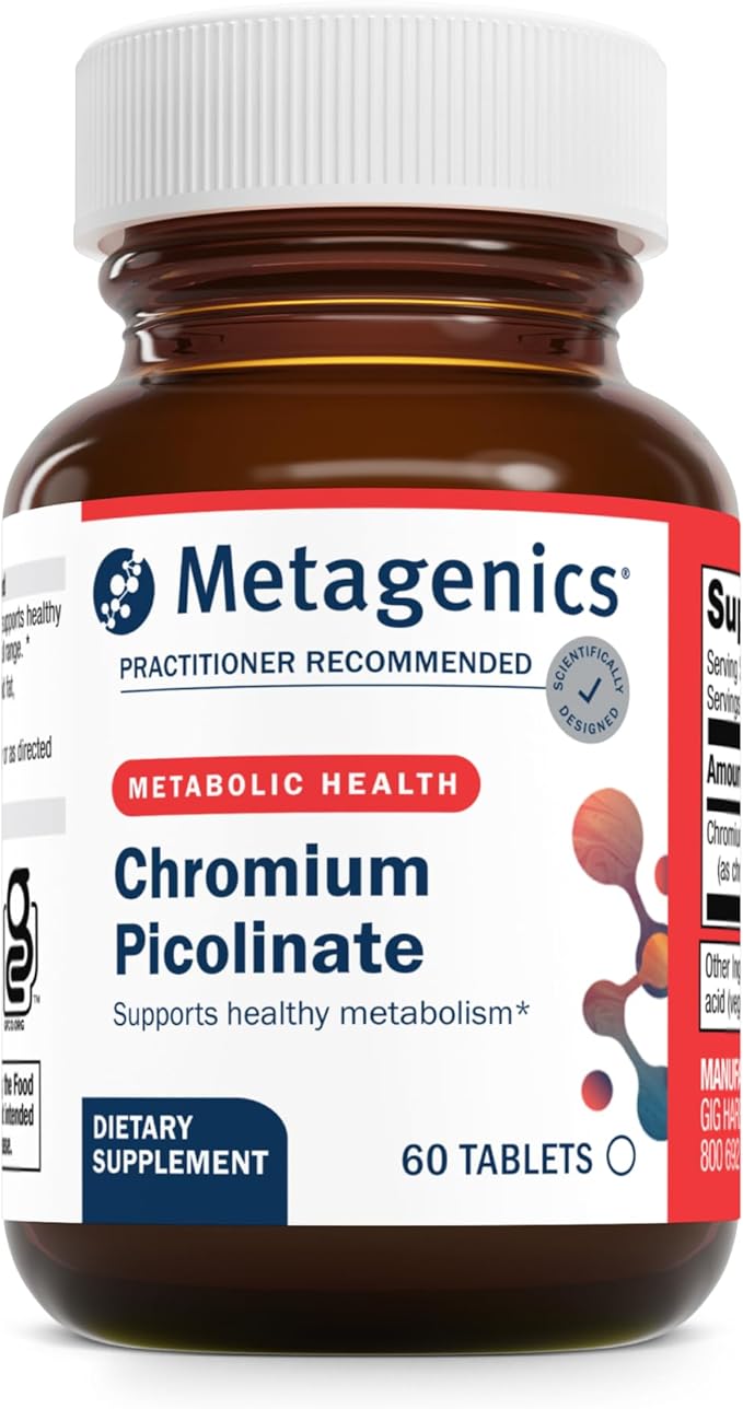 Metagenics Chromium Picolinate - Bioavailable Chromium for Metabolism Support* - Essential Trace Mineral - Non-GMO Vegetarian Gluten-Free - 200 mcg - 60 Tablets
