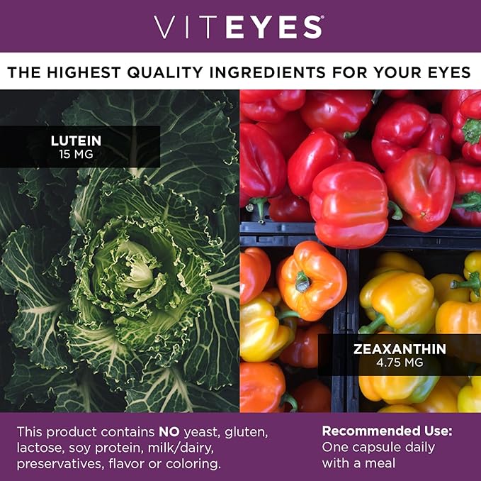 Viteyes Essentials Eye Health Dietary Supplement Lutein &amp Zeaxanthin for Macular Support 90 Capsules
