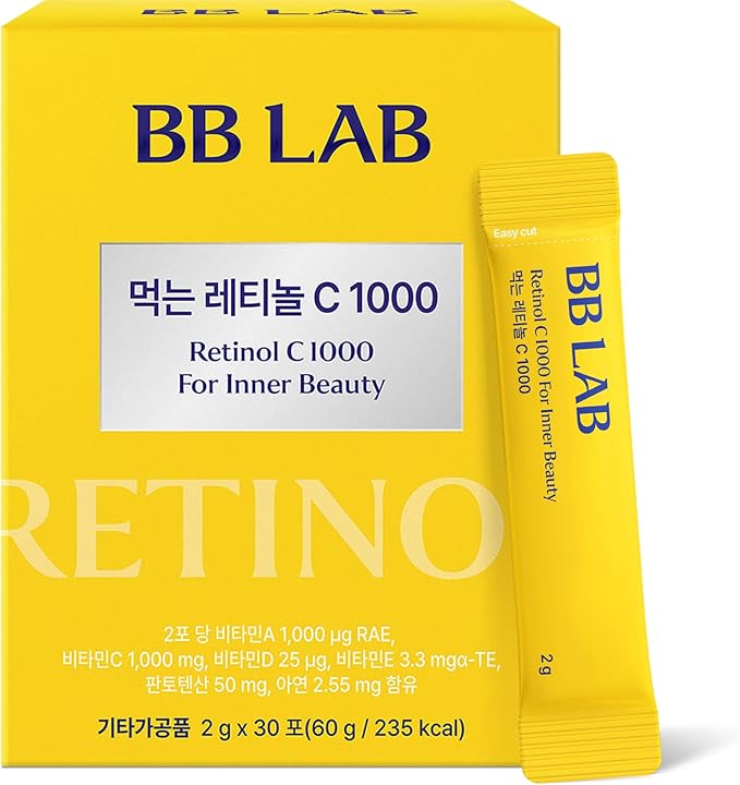 BB LAB Retinol C 1000 Powder Blend with Vitamin C Retinol Vitamin E B5 &amp Zinc for Radiant Skin Korea Inner Beauty Supplement for Healthy-Looking Skin