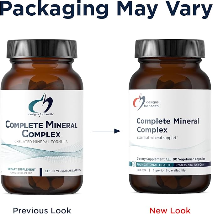Designs for Health Complete Mineral Complex - Essential + Trace Minerals Supplement with Magnesium Malate Chromium Zinc + More - Iron-Free Multi Minerals Blend - Vegan + Gluten Free (90 Capsules)