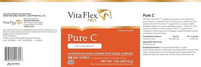 Vita Flex Pro Pure C Premium Quality Horse Vitamin C 2 Pounds 128-Day Supply