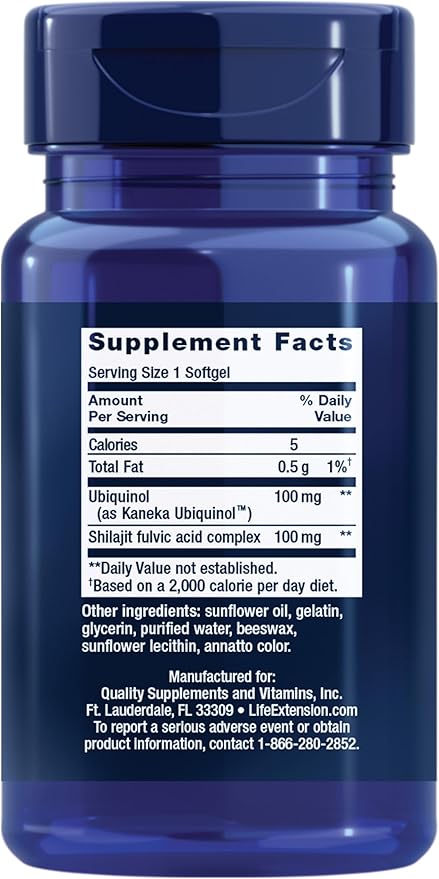 Life Extension Super Ubiquinol CoQ10 with Enhanced Mitochondrial Support Potent Heart Health &amp Cellular Energy Production Support Ultra-absorbable Gluten-Free Non-GMO 100 mg 60 softgels