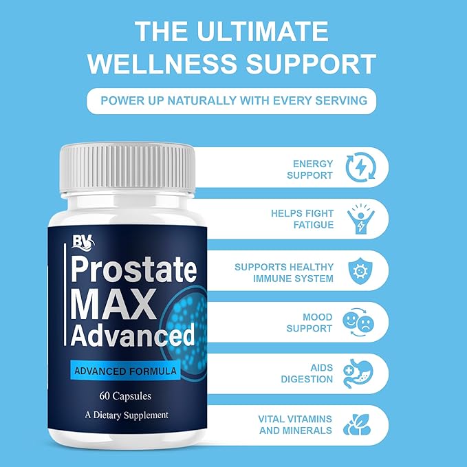 BLUE VIBE Prostate Max Advanced Capsules Prostate Max Maximum Strength Prostate Support and Advanced Overall Health Multivitamin Supplement ProstateMax Daily Support (2 Pack - 120 Capsules)