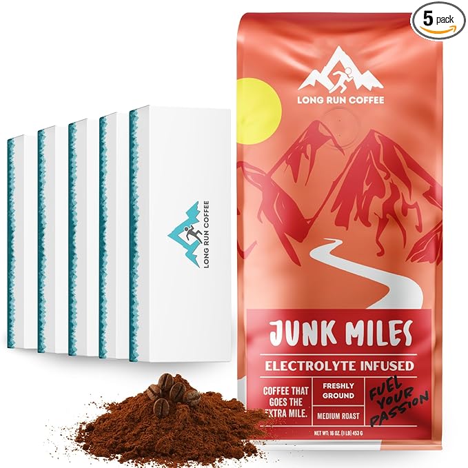 Long Run Coffee – Hydrating Coffee with Electrolytes – All Natural Energy + Hydration + Recovery for Athletes – Stomach Friendly Electrolyte Coffee for Runners (5 lb Medium Roast)