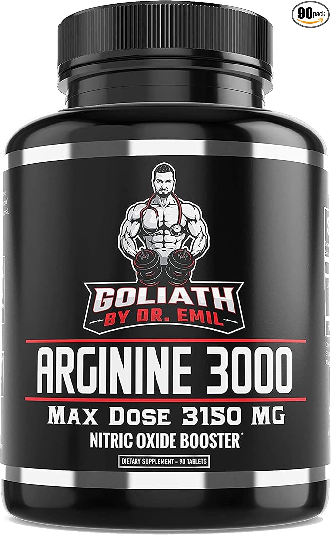Dr. Emil - L Arginine (3150mg) Highest Capsule Dose - Nitric Oxide Supplement for Vascularity Endurance and Heart Health (AAKG and HCL) - 90 Tablets