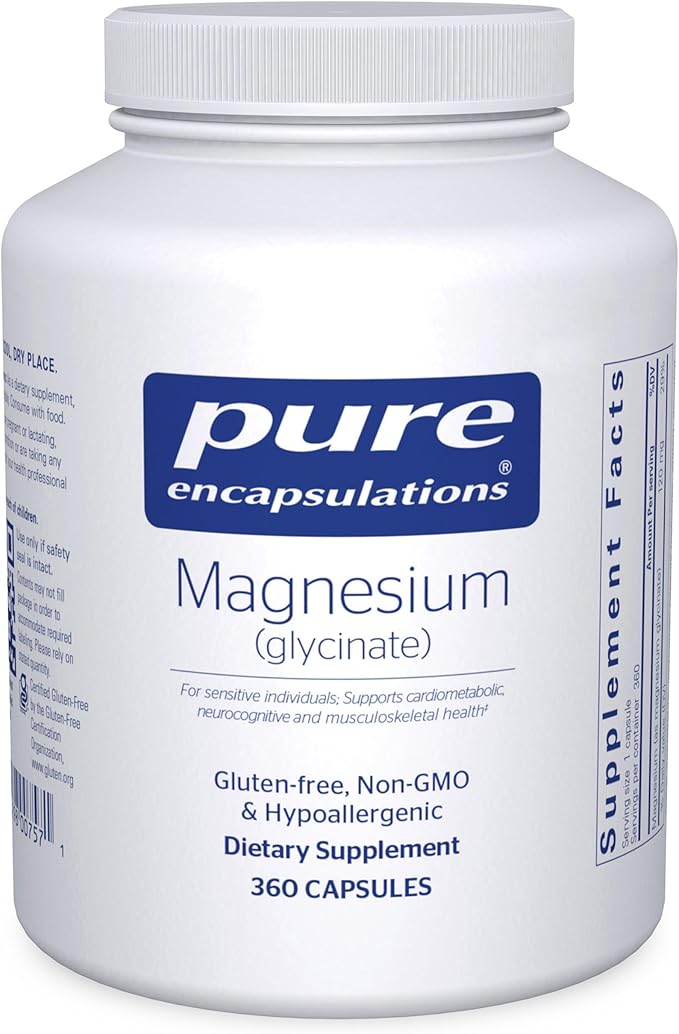 Pure Encapsulations Magnesium (Glycinate) - Supplement to Support Stress Relief Sleep Heart Health Nerves Muscles and Metabolism* - with Magnesium Glycinate - 360 Capsules