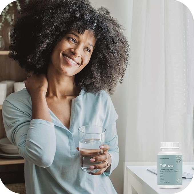 TriEnza Digestive Enzymes for Women and Men– Digestive Enzyme Supplements for Proteins Carbs Fats &amp Polyphenols Digestion – Help Break Down Wheat Dairy Soy &amp Meats - Health Supplement90 C