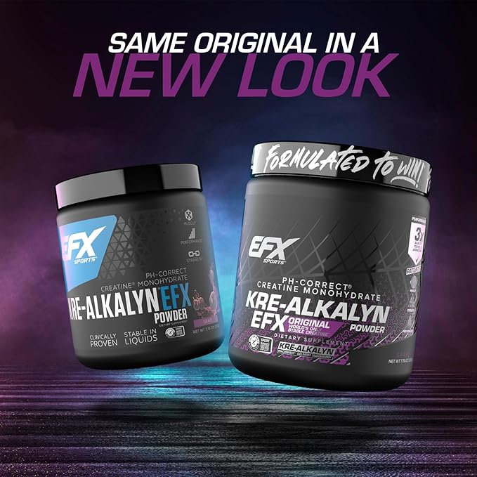 EFX Sports Kre-Alkalyn EFX Powder | pH Correct Creatine Monohydrate Powder Supplement | Strength Muscle Growth &amp Performance | 110 Servings (Grape)