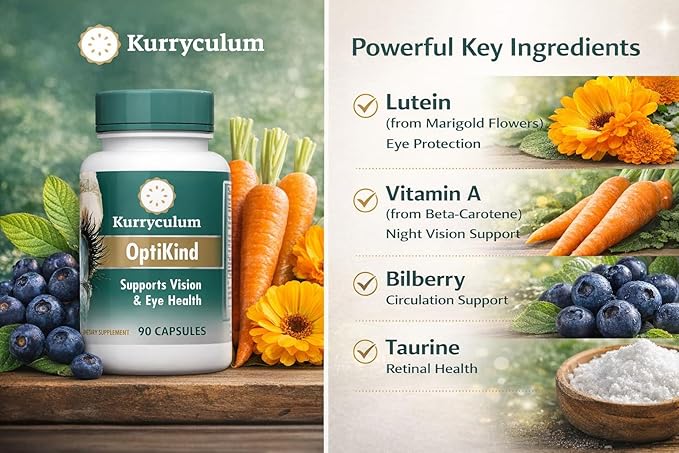 Optikind Best Eye Vitamins for Blurry Vision.Eye Health Supplements for Adults with Lutein for Macular Health Eye Vision Eye Strain and Fatigue.with Zinc and Vitamin A for Support
