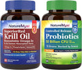 Krill Oil and Probiotics 50 Billion Bundle Professional Grade Non-GMO Heart Joint Gut Function &amp Immune Support