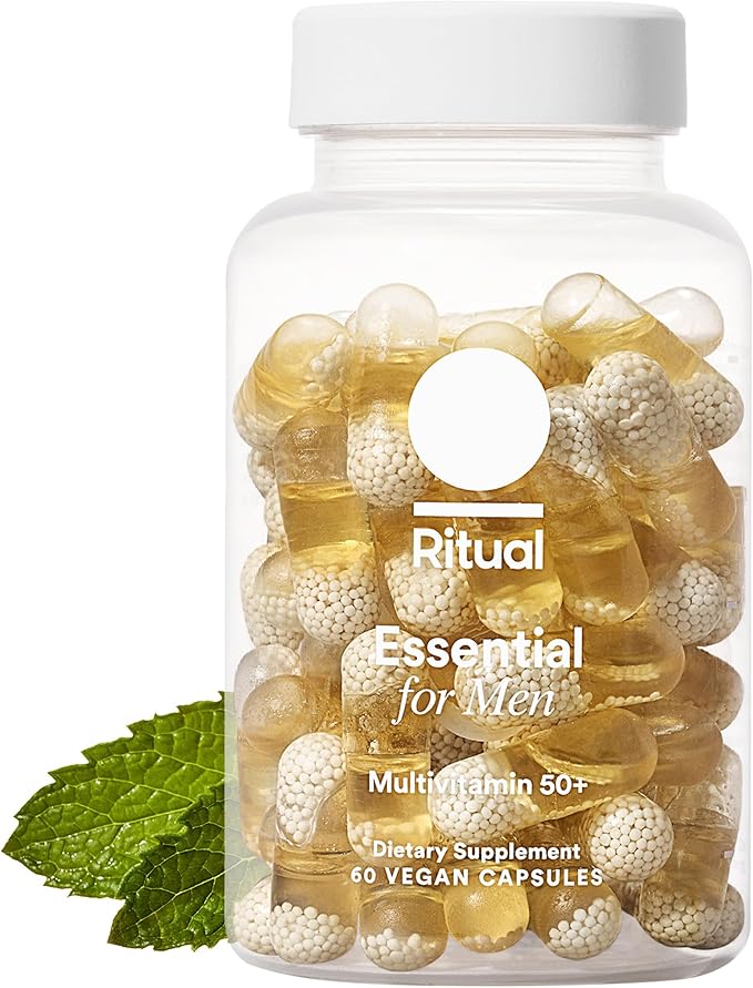 Ritual Multivitamin for Men 50+ Vegan with Zinc Vitamin A and D3 for Immune Function Support* Omega-3 DHA B12 K2 Gluten Free Non-GMO Mint Essenced 30 Day Supply
