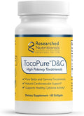 Researched Nutritionals TocoPure D&ampG - Vitamin E Tocotrienols - Antioxidants Supplement to Support Cellular Lipid Metabolism &amp Heart Health - Gamm &amp Delta Tocotrienol Complex (60 Softgels