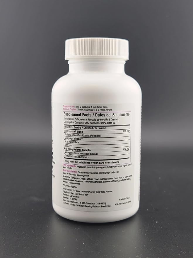 Stemrelease3 Cutting-Edge Stem Cell Nutrition for Natural Renewal and Youthful Vitality Exclusive Blend for Enhanced Telomere Health 60 Capsules